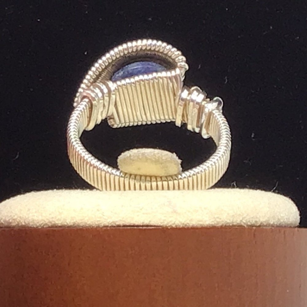 Sterling Silver Handcrafted Wrapped Ring Lapis La… - image 5